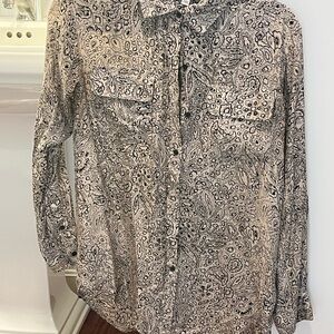 CAbi Black and Tan Button Down Shirt